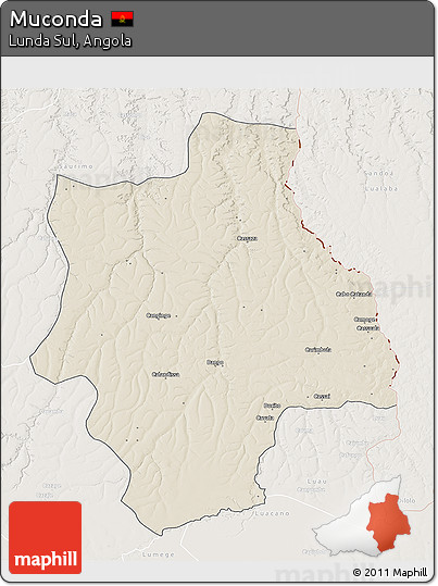 Shaded Relief 3D Map of Muconda, lighten