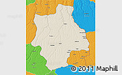 Shaded Relief 3D Map of Muconda, political outside