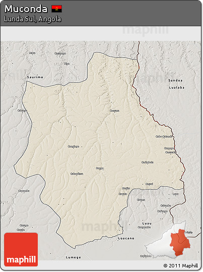 Shaded Relief 3D Map of Muconda, semi-desaturated