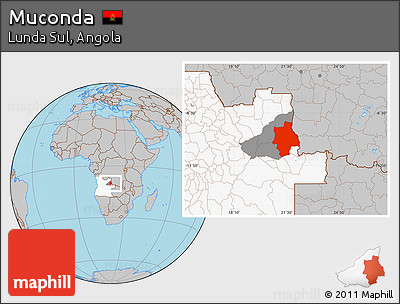 Gray Location Map of Muconda, highlighted country, highlighted parent region