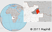 Gray Location Map of Muconda, highlighted country, highlighted parent region