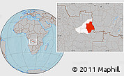 Gray Location Map of Muconda, highlighted parent region, hill shading