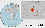 Gray Location Map of Muconda, hill shading