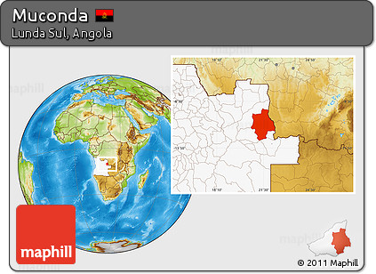 Physical Location Map of Muconda, highlighted country