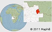 Savanna Style Location Map of Muconda, highlighted country, hill shading