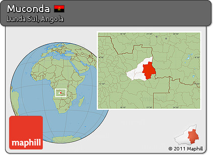 Savanna Style Location Map of Muconda, highlighted parent region