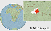 Savanna Style Location Map of Muconda, highlighted parent region, hill shading