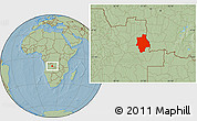 Savanna Style Location Map of Muconda, hill shading