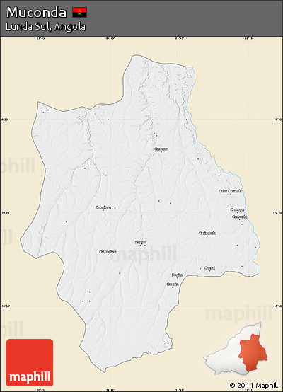 Classic Style Map of Muconda, single color outside