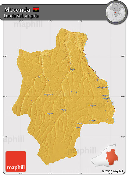 Physical Map of Muconda, cropped outside