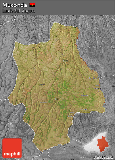 Satellite Map of Muconda, desaturated