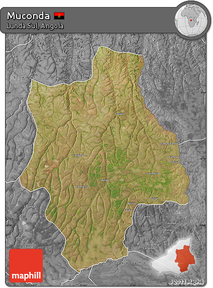 Satellite Map of Muconda, desaturated