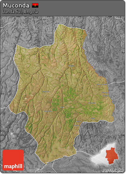 Satellite Map of Muconda, desaturated
