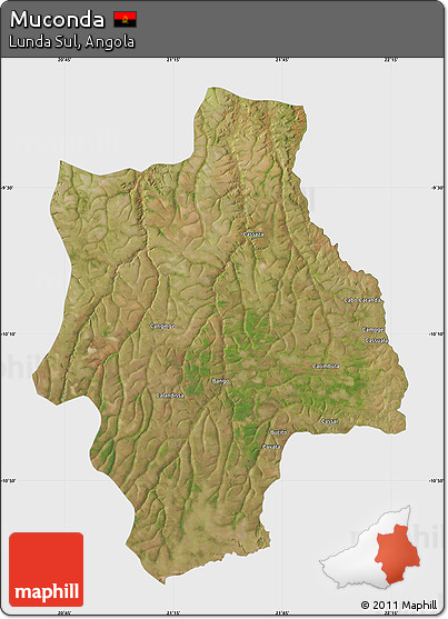 Satellite Map of Muconda, single color outside
