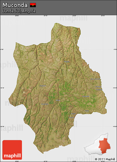 Satellite Map of Muconda, single color outside