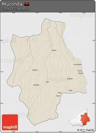 Shaded Relief Map of Muconda, single color outside