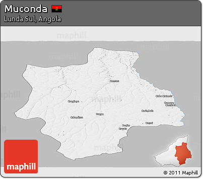 Gray Panoramic Map of Muconda, single color outside