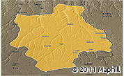 Physical Panoramic Map of Muconda, darken, semi-desaturated