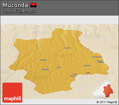 Physical Panoramic Map of Muconda, lighten
