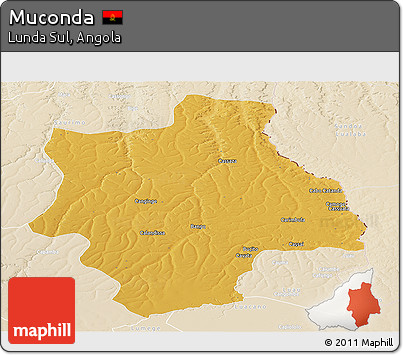 Physical Panoramic Map of Muconda, lighten