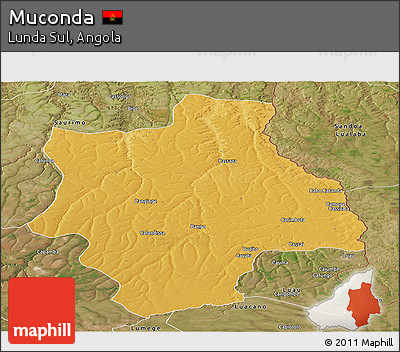 Physical Panoramic Map of Muconda, satellite outside