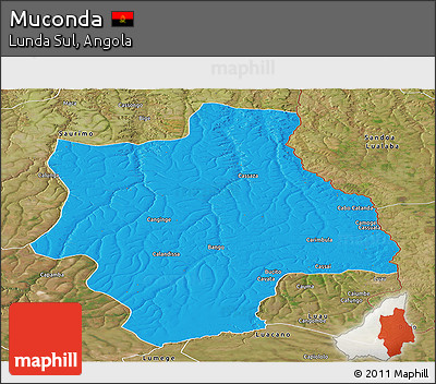 Political Panoramic Map of Muconda, satellite outside