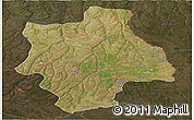 Satellite Panoramic Map of Muconda, darken