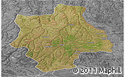 Satellite Panoramic Map of Muconda, desaturated