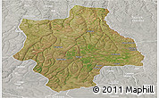 Satellite Panoramic Map of Muconda, lighten, semi-desaturated