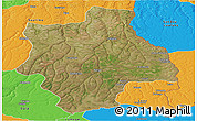 Satellite Panoramic Map of Muconda, political outside