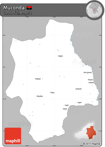 Gray Simple Map of Muconda, single color outside