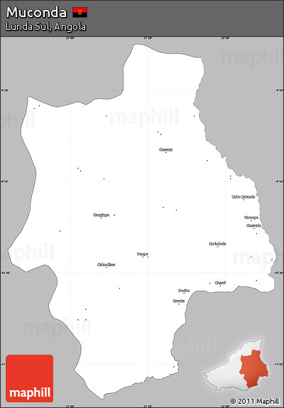 Gray Simple Map of Muconda, single color outside