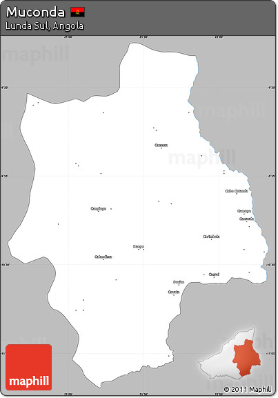 Gray Simple Map of Muconda, single color outside