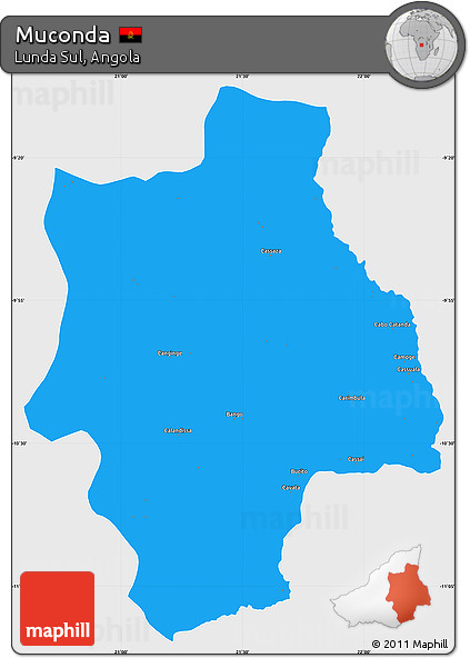 Political Simple Map of Muconda, single color outside