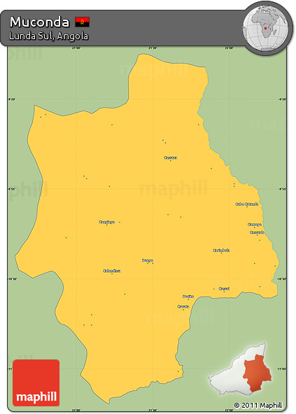 Savanna Style Simple Map of Muconda, single color outside