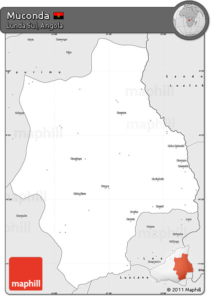 Silver Style Simple Map of Muconda