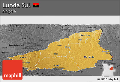 Physical Panoramic Map of Lunda Sul, darken, desaturated
