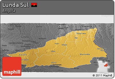 Physical Panoramic Map of Lunda Sul, darken, desaturated