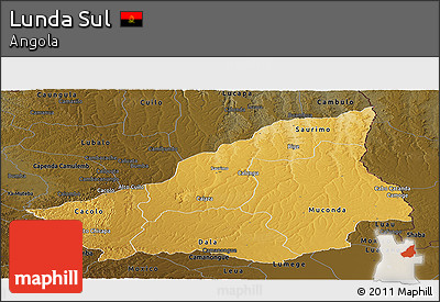 Physical Panoramic Map of Lunda Sul, darken