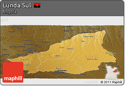 Physical Panoramic Map of Lunda Sul, darken