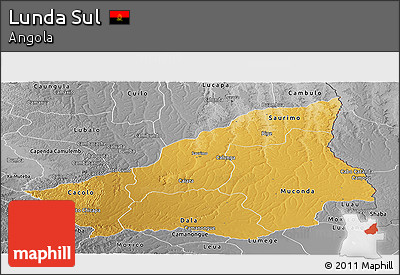 Physical Panoramic Map of Lunda Sul, desaturated