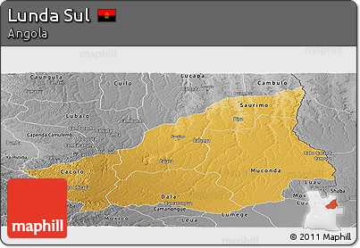 Physical Panoramic Map of Lunda Sul, desaturated
