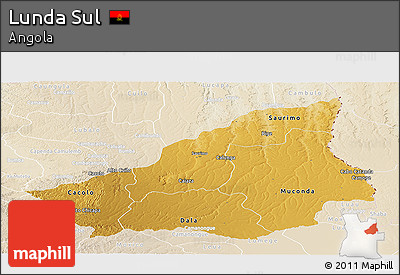 Physical Panoramic Map of Lunda Sul, lighten