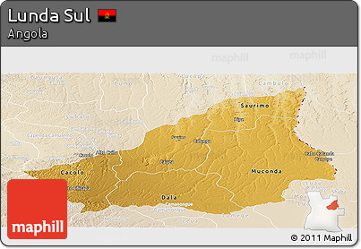 Physical Panoramic Map of Lunda Sul, lighten
