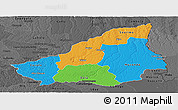 Political Panoramic Map of Lunda Sul, darken, desaturated
