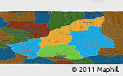 Political Panoramic Map of Lunda Sul, darken