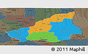 Political Panoramic Map of Lunda Sul, darken, semi-desaturated