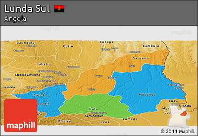Political Panoramic Map of Lunda Sul, physical outside