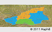 Political Panoramic Map of Lunda Sul, satellite outside