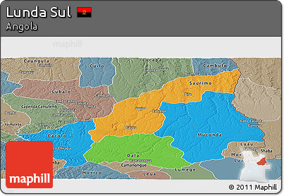 Political Panoramic Map of Lunda Sul, semi-desaturated